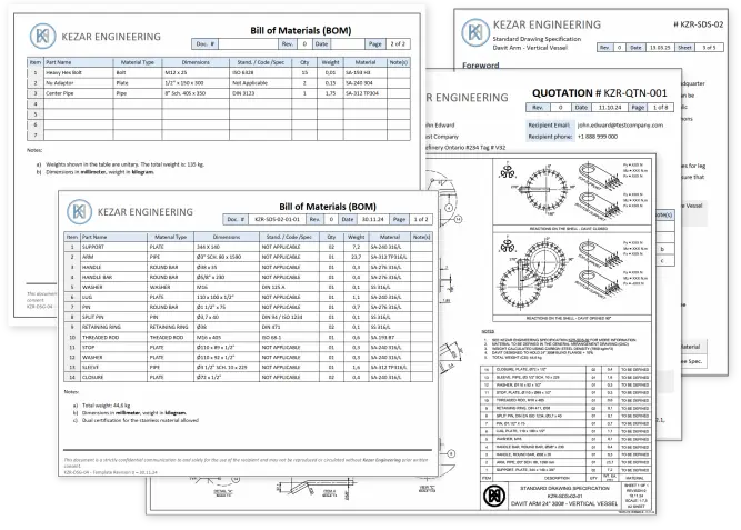 Fabrication drawing package for a pressure vessel assembly